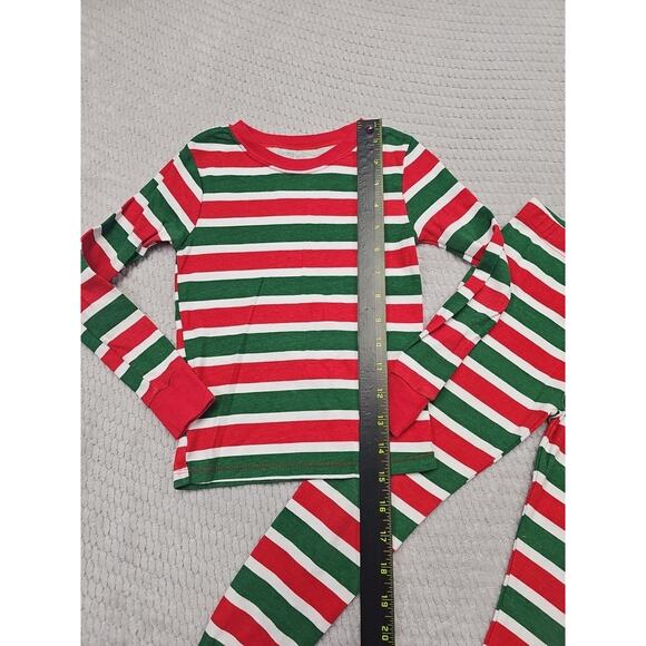 Holiday Time Christmas Pajama Set Kids Size 5 Green White Red Stripes - Picture 2 of 8